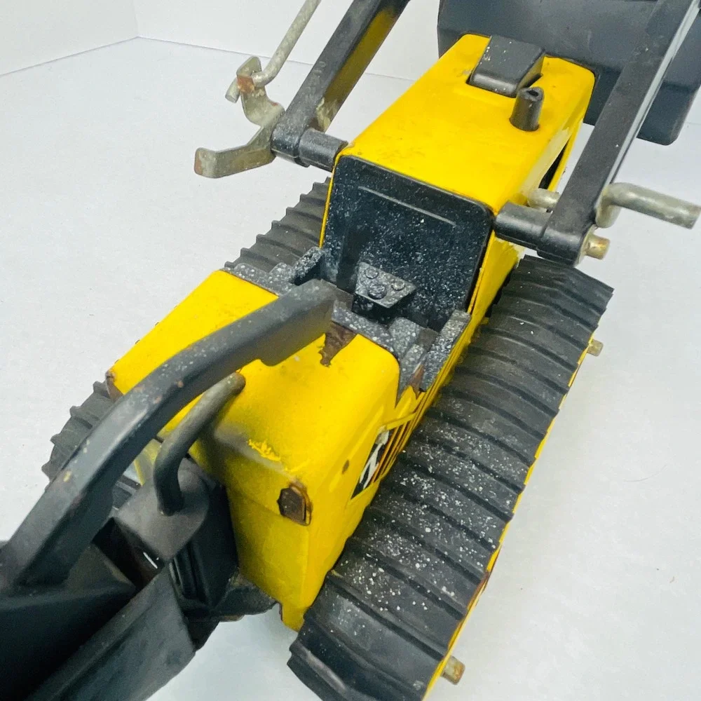 Vintage Tonka Pressed Steel Backhoe Loader Crawler Yellow Black Construction Toy